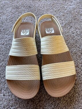 Reef Women's Cream Braided-Strap Slingback Sandals